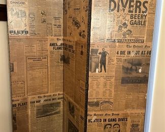 Vintage Newspaper Room Divider 
