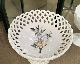 Milk Glass Serving Dish 