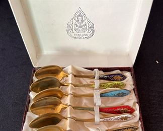 Siam brass spoon set from Thailand