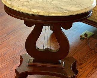 Marble top harp side table