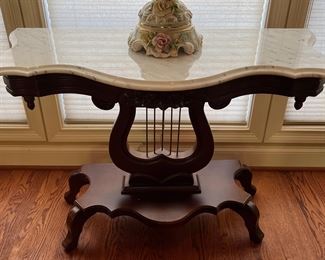 Marble top harp table