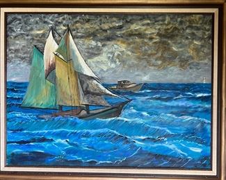 Framed nautical painting