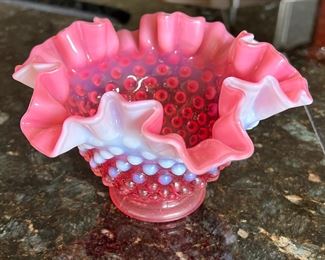 Pink Fenton hobnail bowl