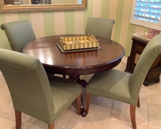 47” Diameter Plus Leaf 20”. When in creates a 67” Oval Table