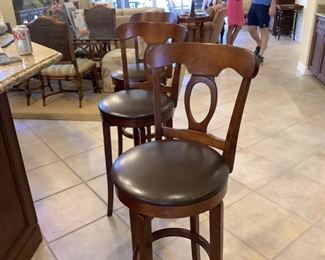 3 bar stools, leather. bar height