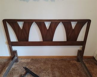 Mid-Century modern headboard, frame and footboard