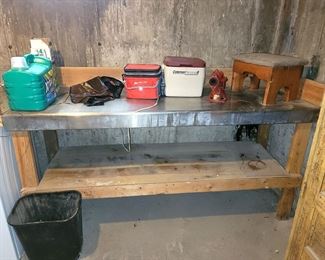 Workbench with stainless steel top