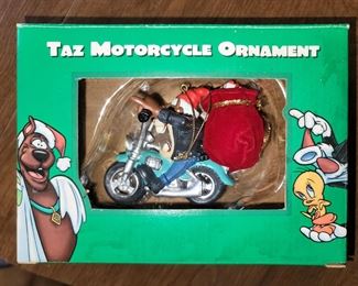 Taz on motorcycle ornament