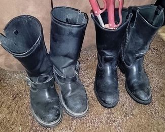 Motorcycle leather boots. (Red Wing on right) size 7