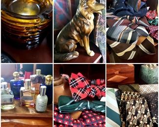 Vintage Ties. Ashtrays, Cologne, Figurines