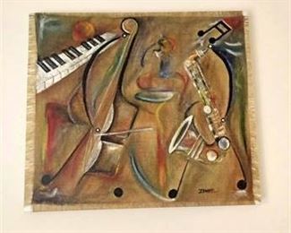 Ikahl Beckford Burlap Sax Canvas