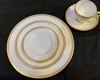 Set of Wedgewood China in the Gold Ulander Pattern