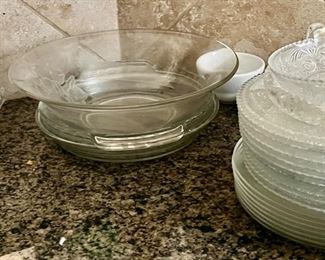Assorted glass plates and bowls