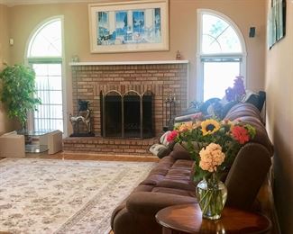 Mantle Art, Smaller Mcknights also available, Women with Dog sculpture on left of fireplace all available for purchase.