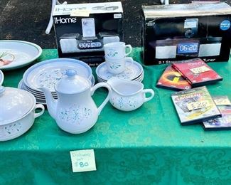 Ceramic Dishware and Accessories  video games ihome products shown in picture.