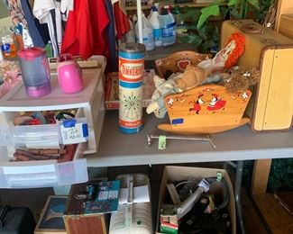 Tinker toys, Raggedy Ann,
Bell and Howell Projector 
Portable sewing machine
