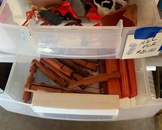 Plastic toys and Lincoln logs