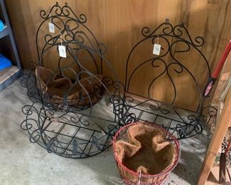 3 Wrought iron baskets