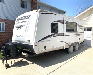 2014 Forrest River Tracer Executive Series dual axle in like new condition. Comes with all necessities for camping including dishware, sun screen that hangs from awning, linens, tow stabilizers, extension cords, outdoor items, lighting, entire cover, wheel covers, and much more. (More pictures at end)