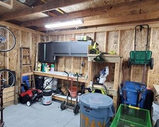 Bikes, garden cart snow blower