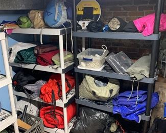 Sleeping bags, tents, chairs, tarps, camping gear