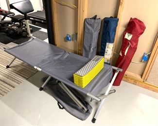 Camping cot, chairs