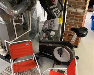 Beach / camping chairs, NordicTrack with:                           
7" smart HD touchscreen
19 lb. intertia-enhanced flywheel
Bluetooth compatible
AutoBreeze fan
EKG sensor
One Touch easy controls