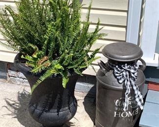 Planter, vintage milk can