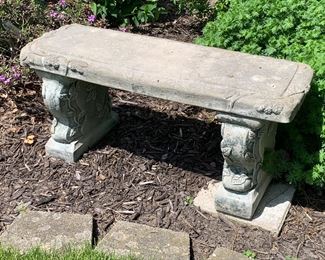Cement garden bench