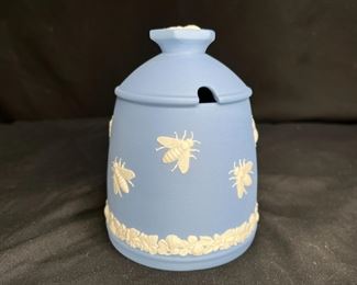 Pale Blue Jasperware Honey Pot