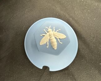 Pale Blue Jasperware Honey Pot 