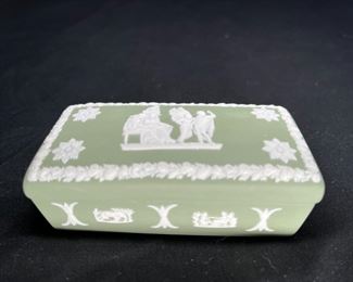 Sage Jasperware Rectangular Trinket Box