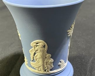 Blue Jasperware Sacrafice Figures Posey Pot