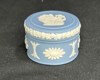 Blue Jasperware Miniture Pill / Ring box