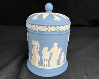 Blue Jasperware Tobacco Jar with lid