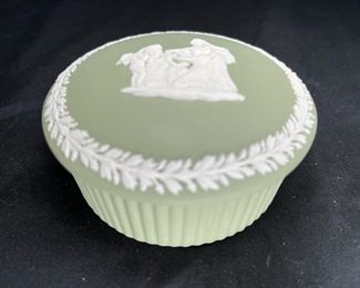 Green Jasperware Cupcake Trinket Box with lid