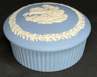 Blue Jasperware Cupcake Trinket Box with Lid