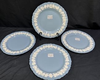 4 Blue Wedgwood Queen's Ware Dinner Plates