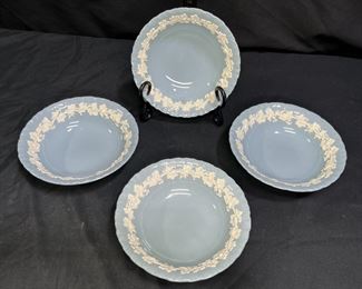 4 Blue Wedgwood Queen's Ware Cereal Bowls