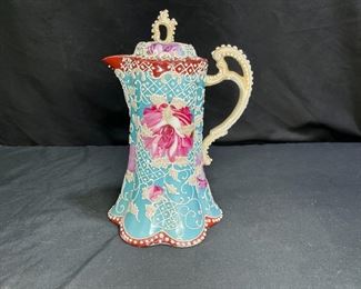 Nippon Moriage Blue & Purple Floral Chocolate Pot