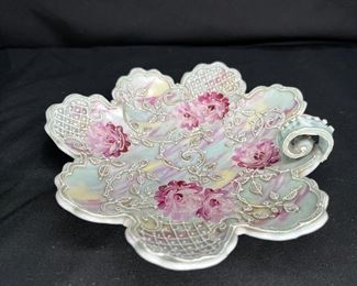 Antique Nippon Moriage Floral Nappy Dish