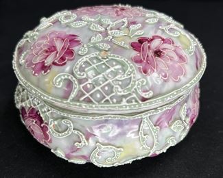Antique Nippon Moriage Floral Trinket Box