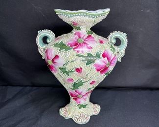Antique Nippon Moriage 2 handle urn vase