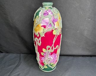 Antique Nippon Moriage Red Floral Bud Vase