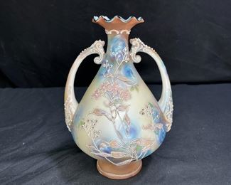 Antique Royal Moriye Nippon Moriage Blue Vase