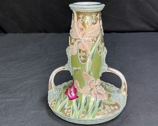 Antique Nippon Moriage 2 Handled Vase