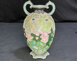 Antique Nippon Moriage Begonia patterned Vase