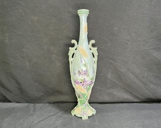 Antique Nippon Moriage Tall Handled Bud Vase
