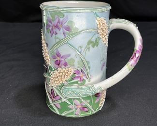 Antique Nippon Moriage Wrap-Around Handled Mug