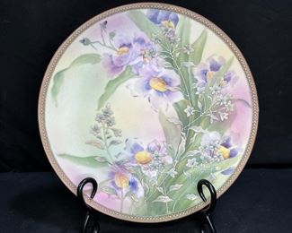 Antique Nippon Moriage Green & Purple Plate